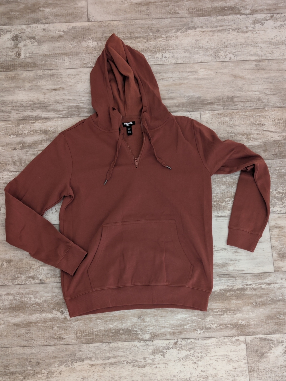 RSQ Men's Hooded Pullover Sweatshirt - Rust Brown NWOT